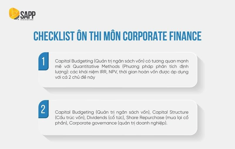 checklist ôn thi corporate finance